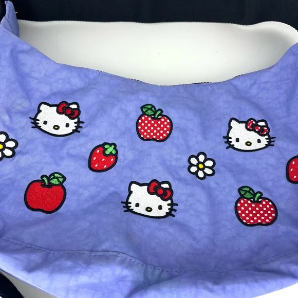 Baggu Hello Kitty Blue Embroidered Medium Crescent Crossbody Bag Pre Owned - Picture 2 of 7